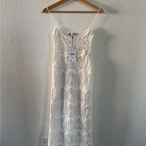 Zara Cream Crochet Knit Top